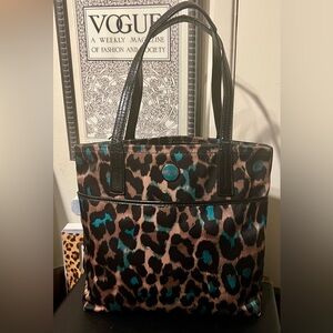 Coach Leopard Print Tote with Black Handles